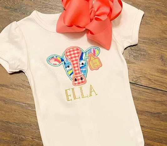 Cow Appliqué with tag