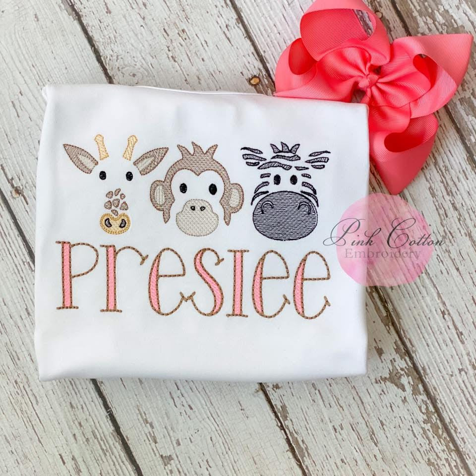 Zoo Day Friends embroidery