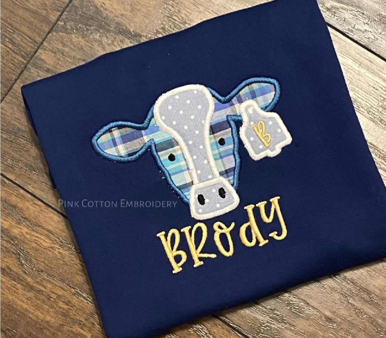 Cow Appliqué with tag