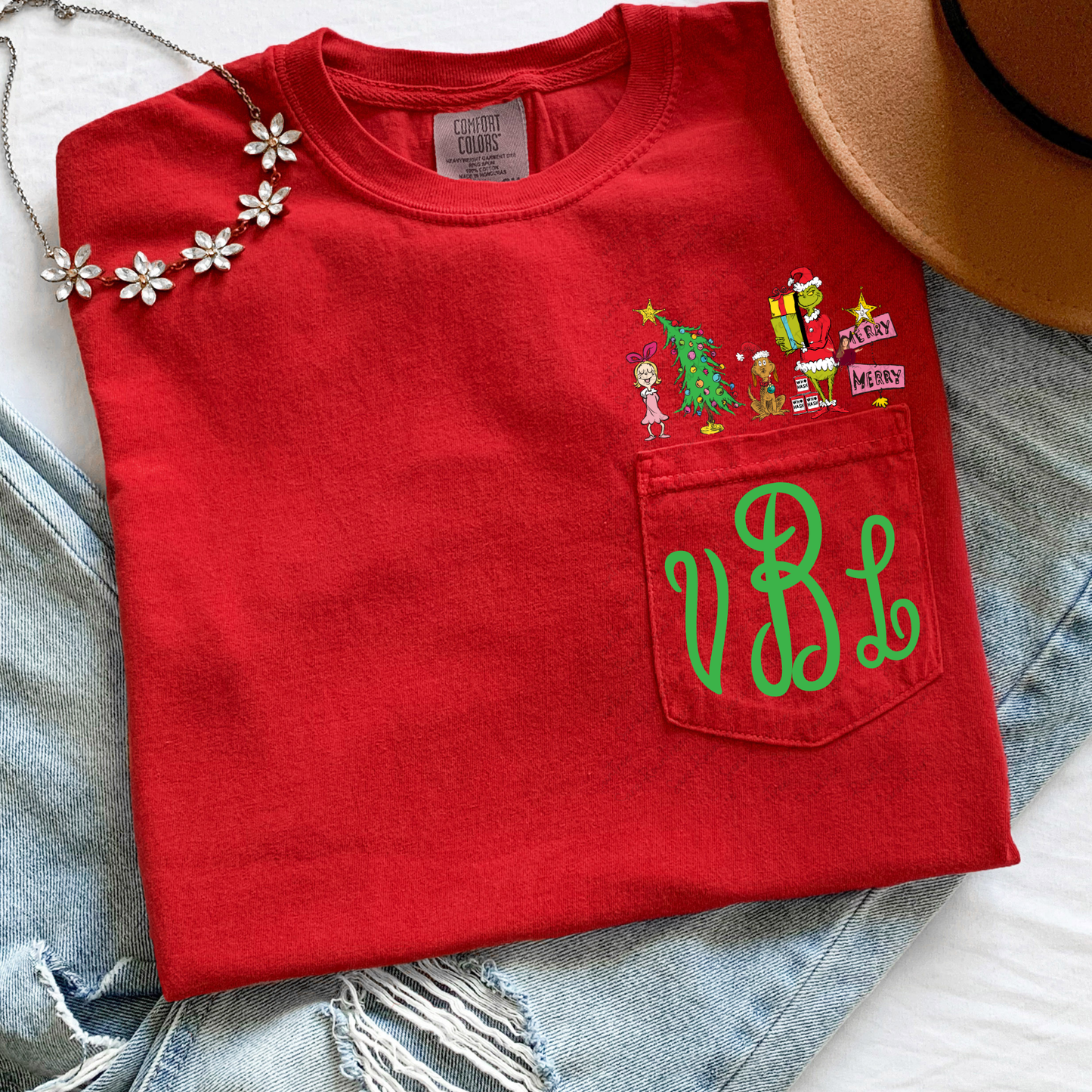 Embroidered & Printed Pocket Tee