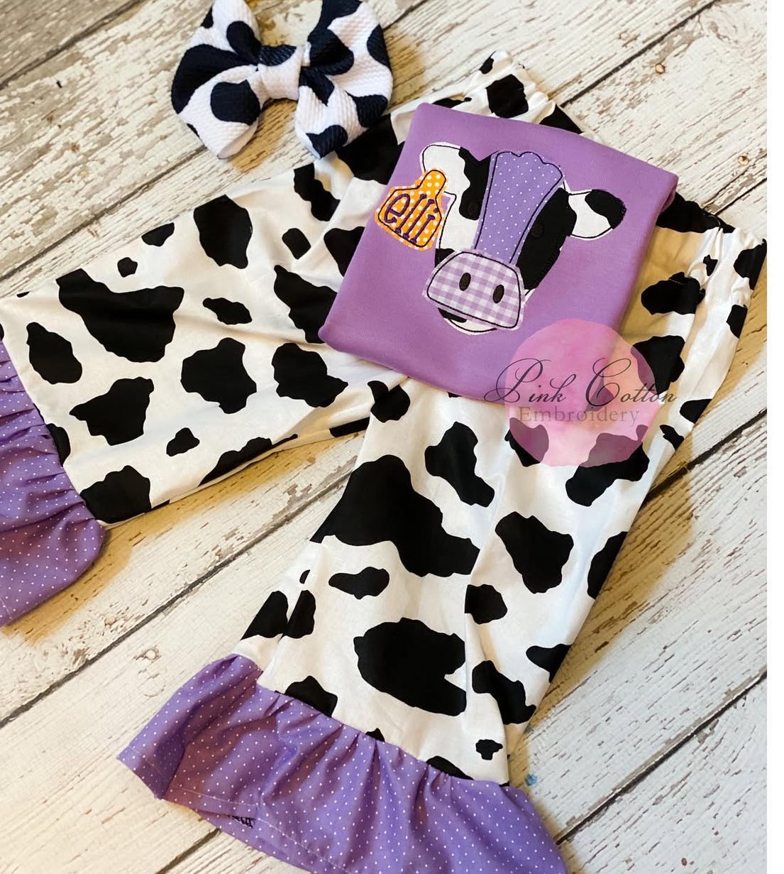 Cow Appliqué with tag