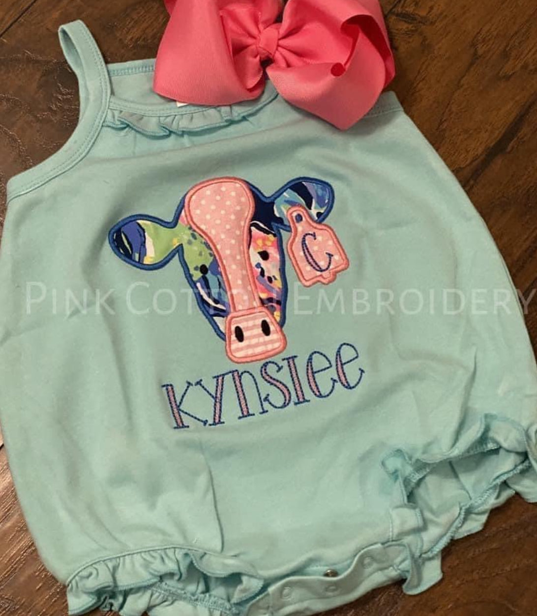 Cow Appliqué with tag