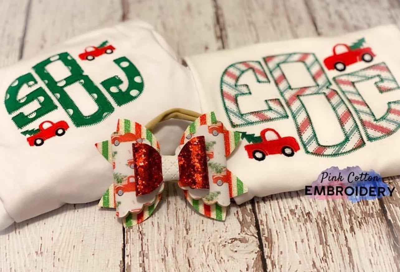 Christmas Monogram with trucks