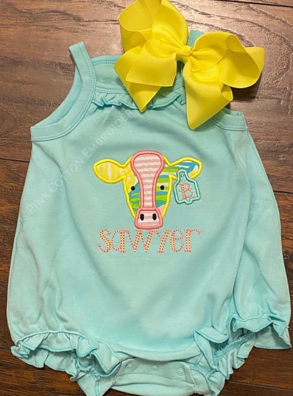 Cow Appliqué with tag