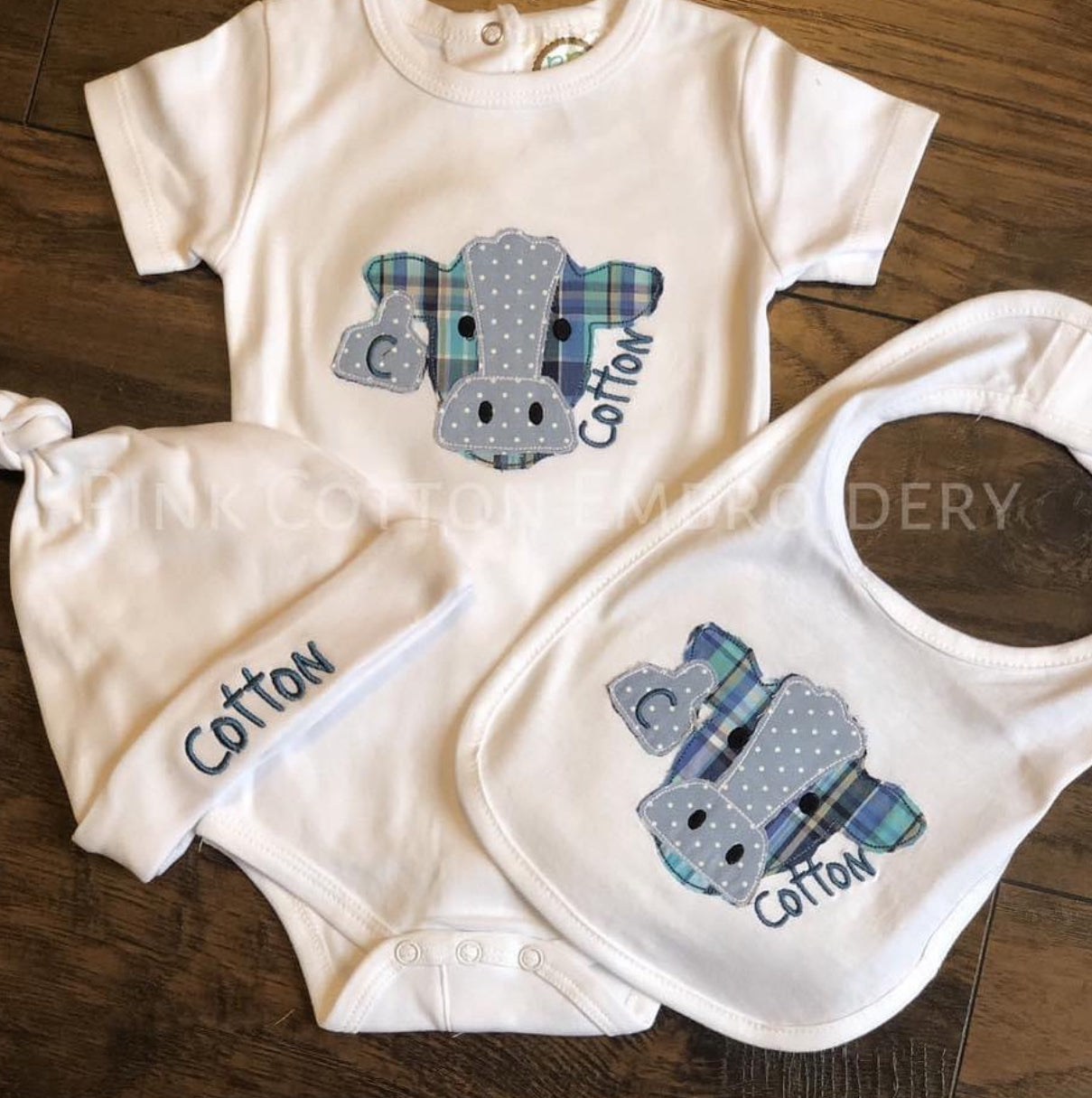 Cow Appliqué with tag