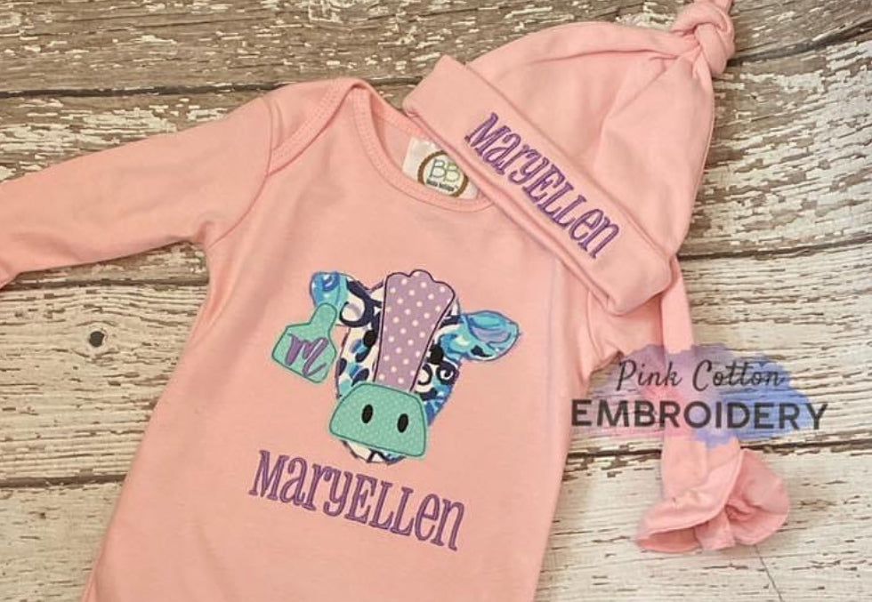 Cow Appliqué with tag