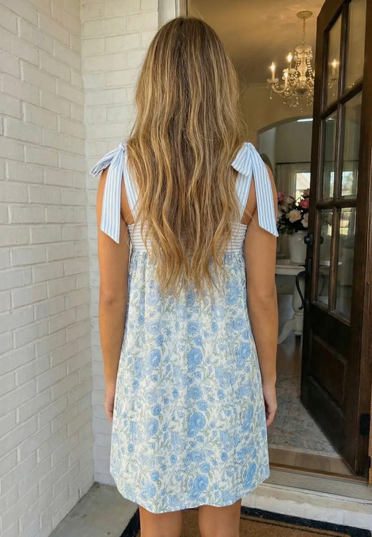 Floral Patchwork Bow Dress