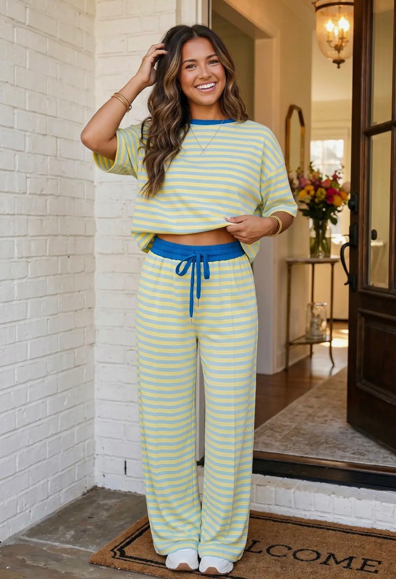 Striped drawstring set