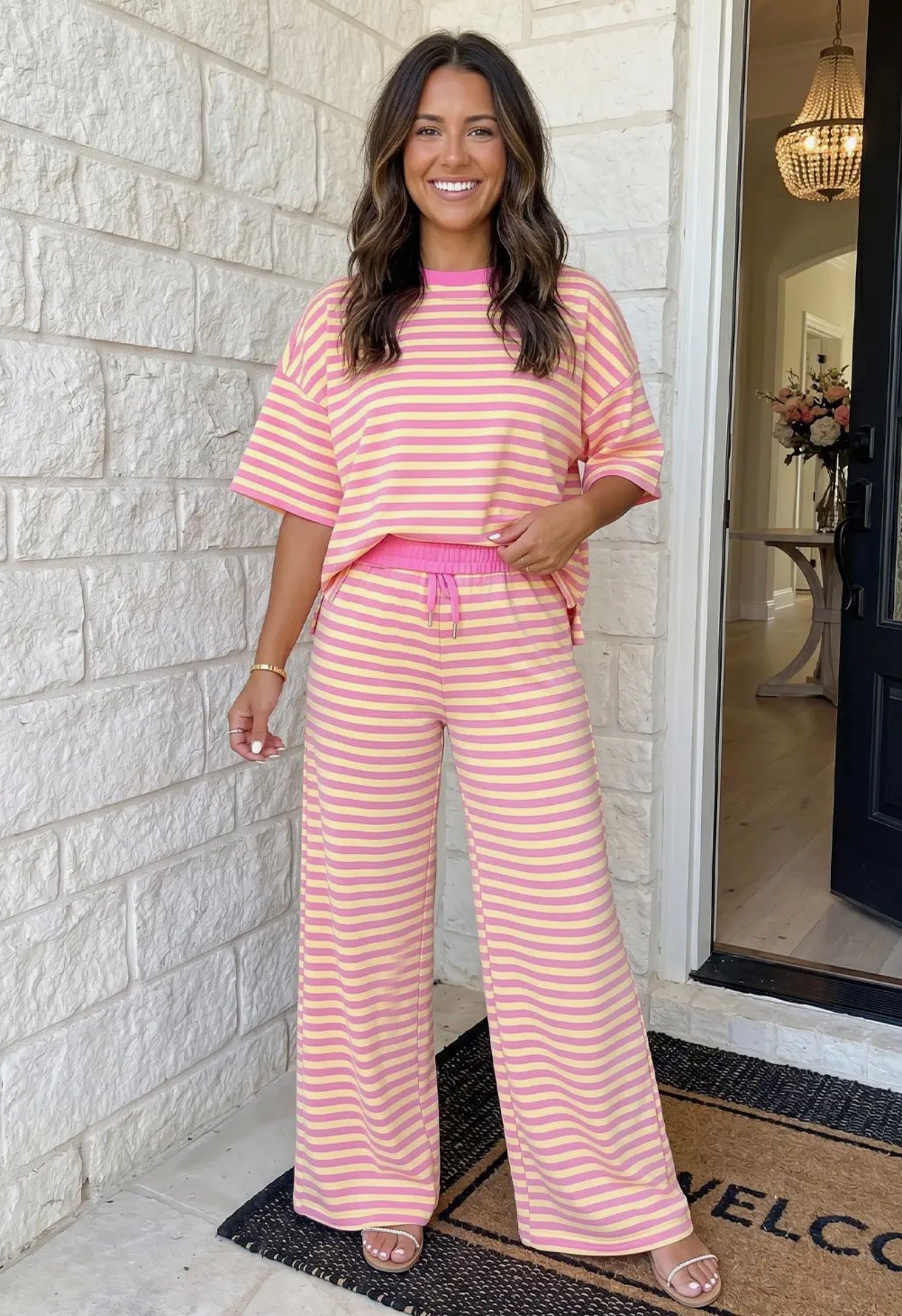 Striped drawstring set