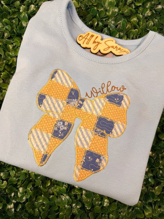 Quilted blue jean bow